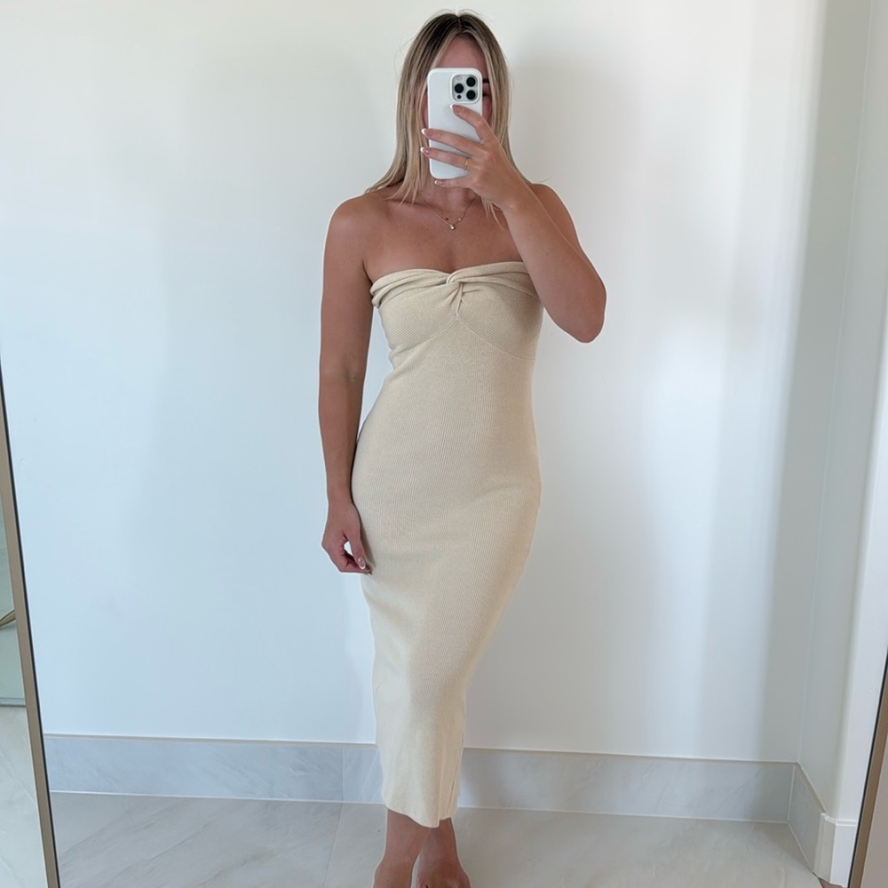 strapless knit dress
